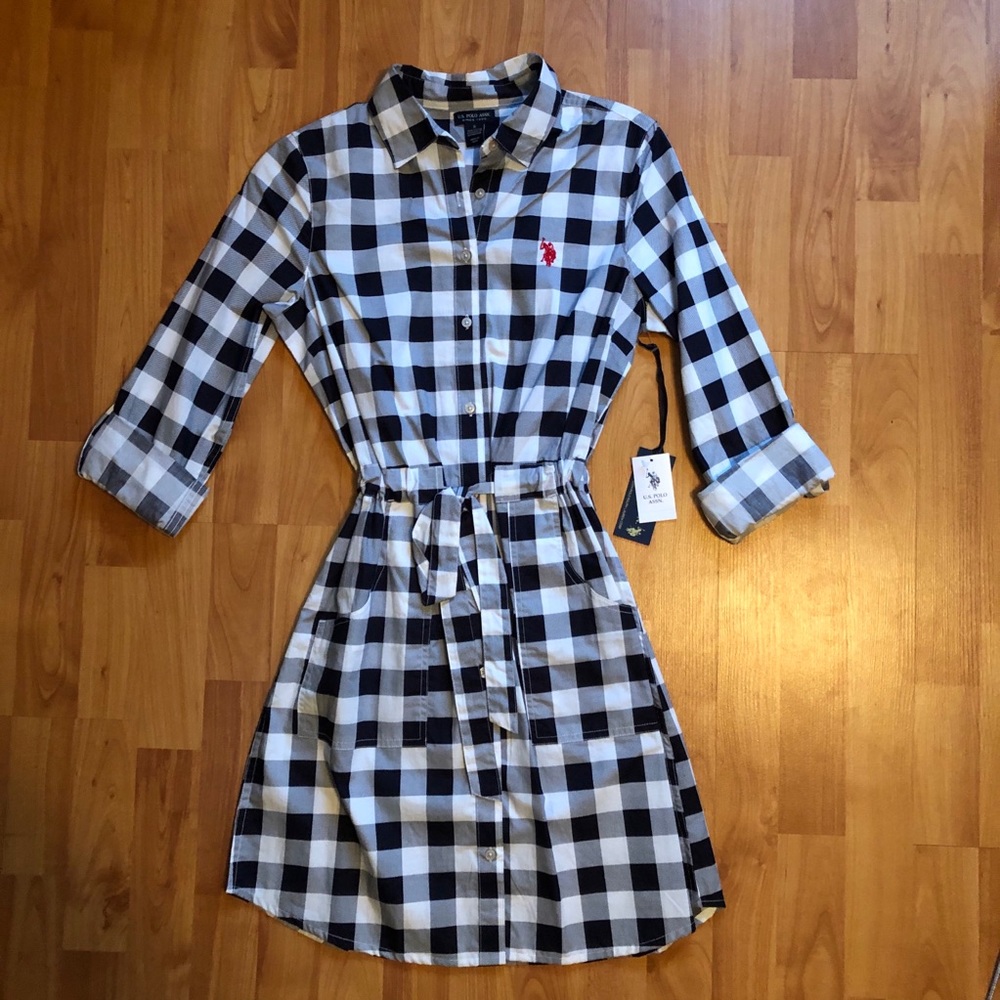 US Polo Association plaid shirt dress size small